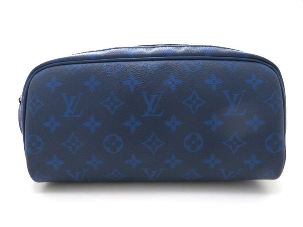 LOUIS VUITTON Pouch Clutch Dopp Shoulder Bag Cobalt Blue Taigarama